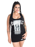 Soft Black premium fitted tank top with busty goddess print design 