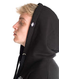Black soft Lotus zipped Hoodie with custom hood 