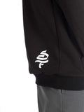 white symbol premium detail on black soft hoodie