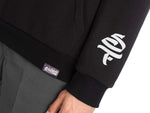 white symbol label branding luxury satin black hoodie