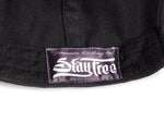 black Snapback with white logo 3D embroidery symbol and inner hem premium label 